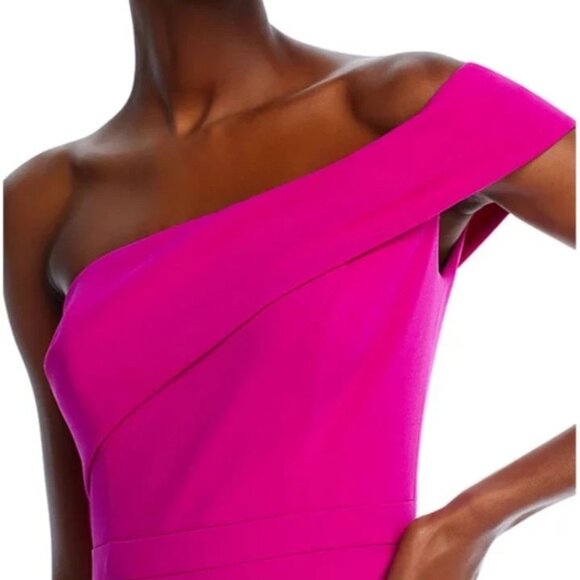 AQUA Formal Scuba Crepe Off -The- Shoulder Gown, Open Leg, Magenta, 8, Exclusive - Picture 3 of 5